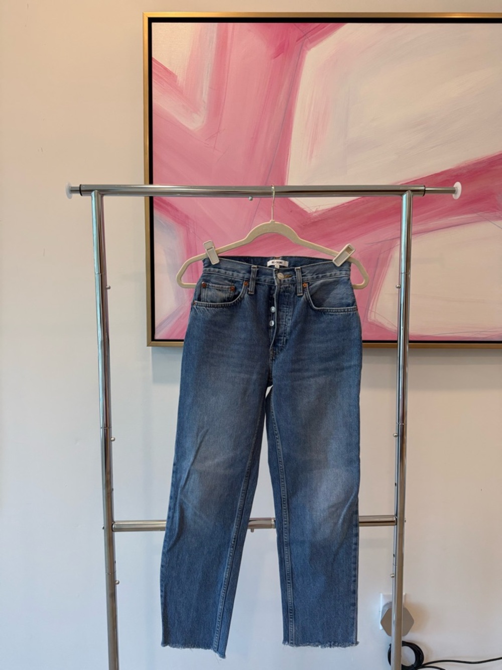 Re/Done Women's Straight Leg Jeans in Blue Wash, size 25